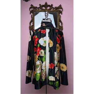 Vintage 70s Anne Fogarty Collectors Items Floral Open Long Sleeve Cardigan Scarf